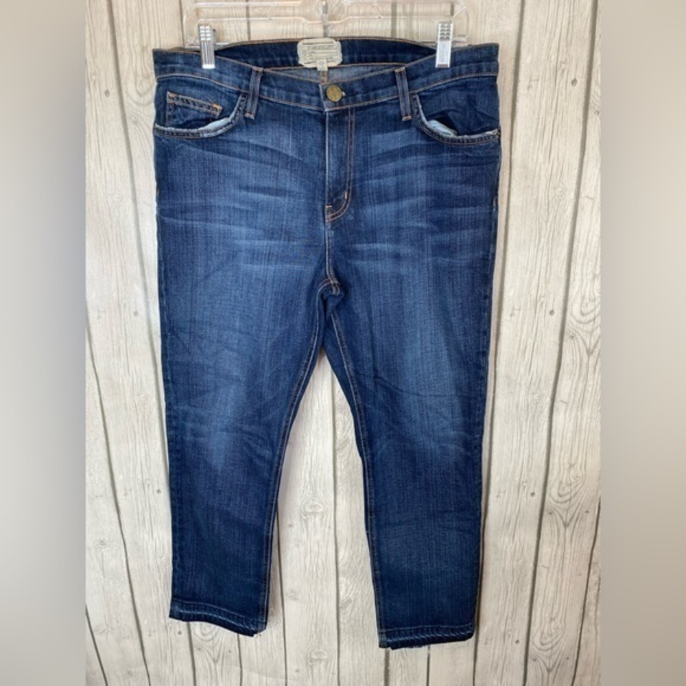 Current/Elliot The Cropped Straight Jean Size 31 Medium‎ Wash.
